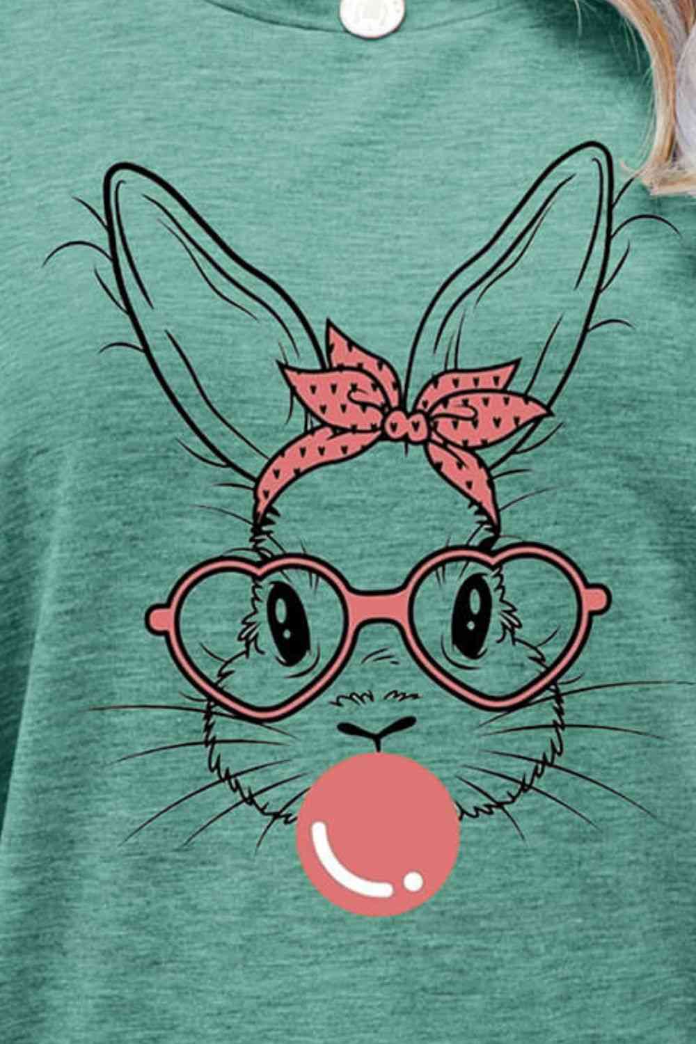 Easter Bunny Graphic Round Neck T-Shirt - T - 6 COLORS -