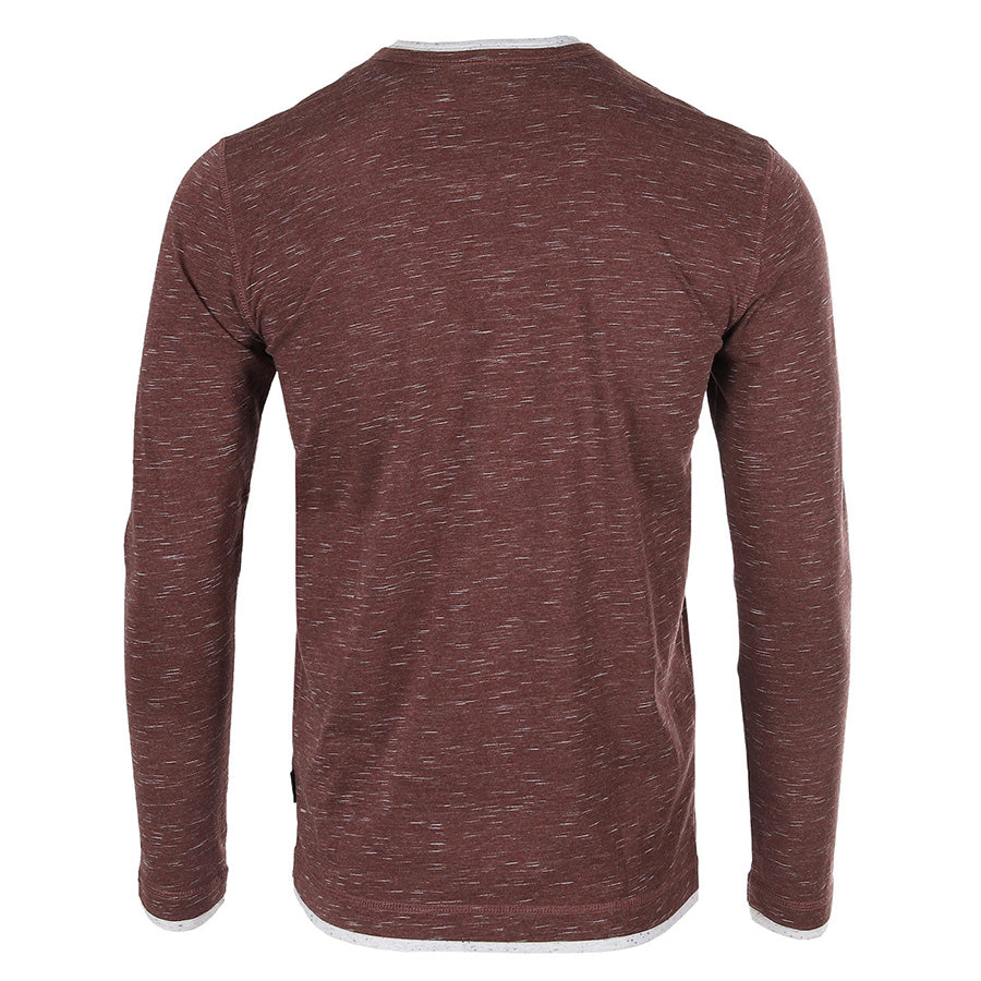 Men's Long Sleeve Double Layered Y-Neck Fashion Henley - 1 COLOR