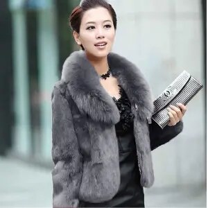 Sharon Tatem - Women Furry Short Faux Fox Fur Collar Jacket Overcoat - 7 COLORS -