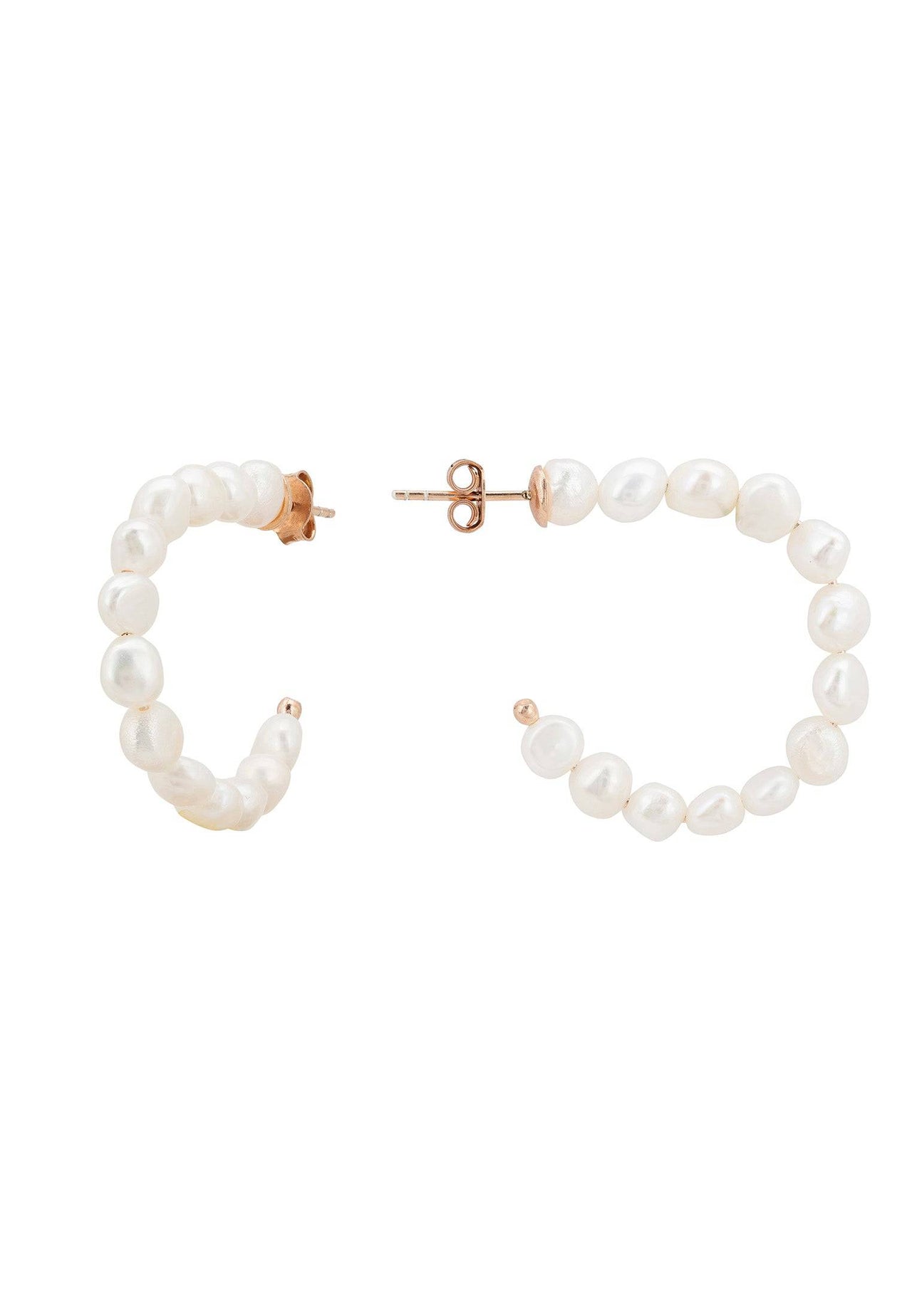 LATELITA - Pearl Beaded Hoop Earrings Rosegold -