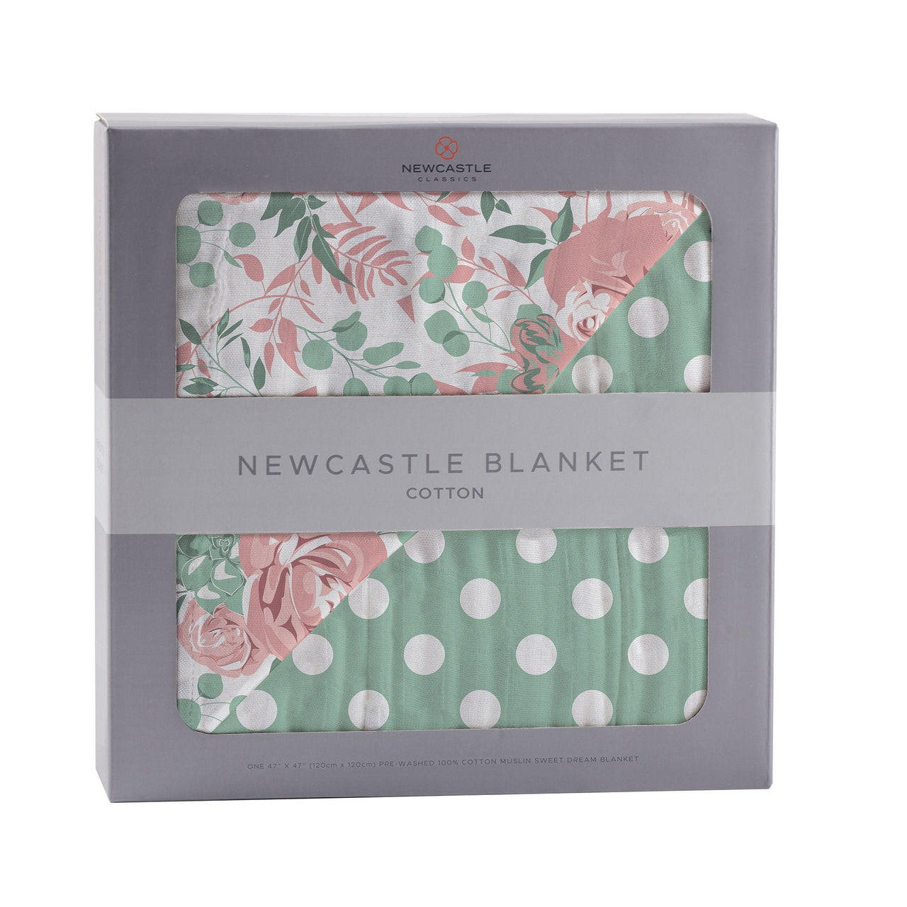 Newcastle - Desert Rose & Jade Polka Dot Cotton Muslin Blanket -