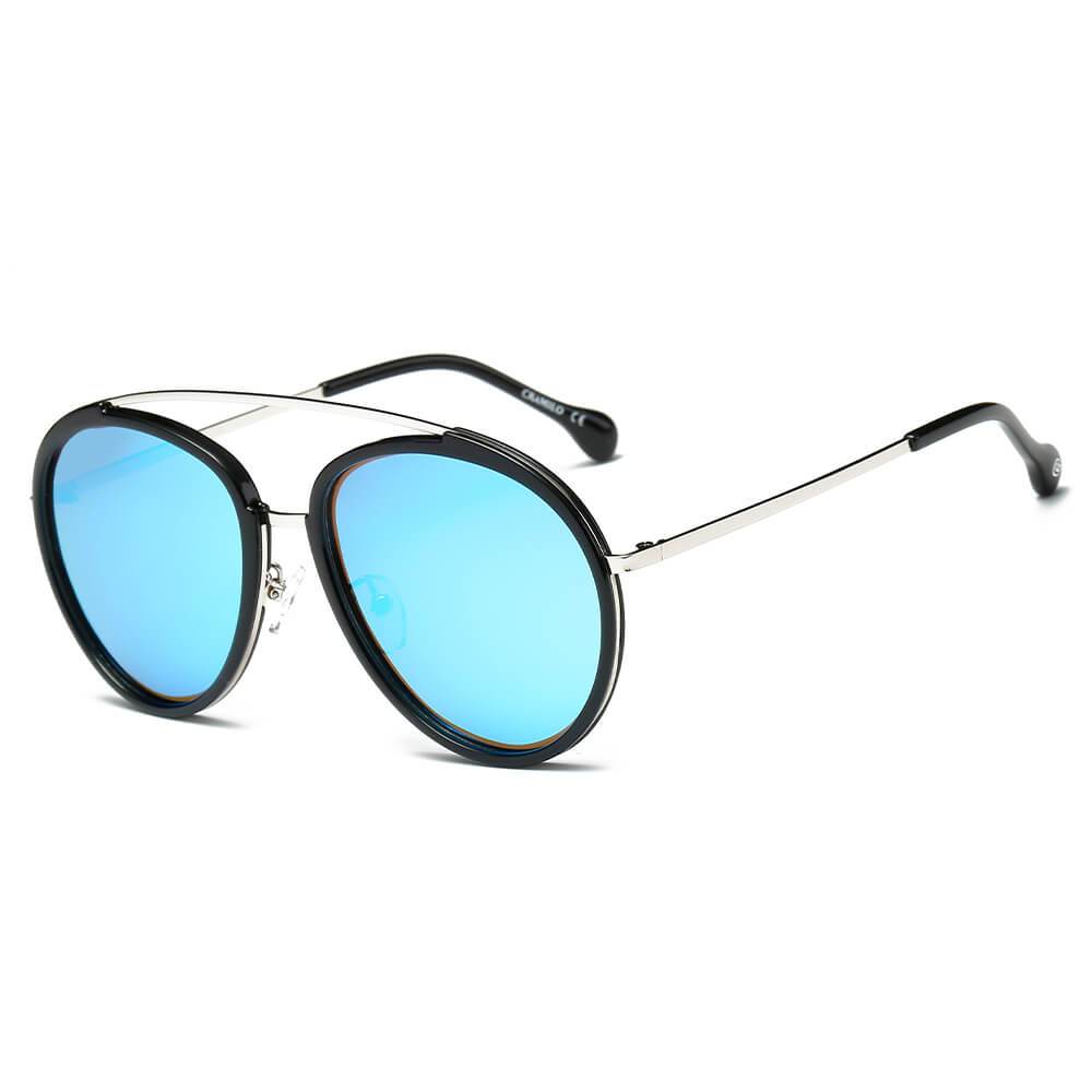 Farmindale | CA13 - Polarized Circle Round Brow-Bar Fashion Sunglasses - 6 COLORS -