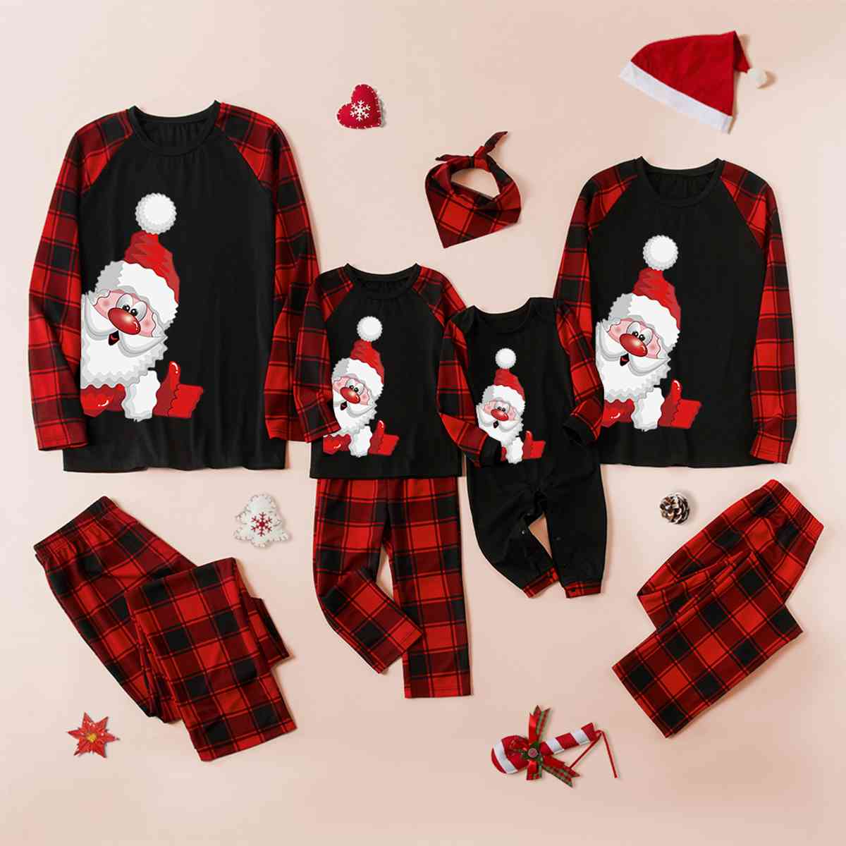 Santa Graphic Top and Plaid Pants Set - T - SOLD BY SIZE / 2 PCS. - 4 SIZES -