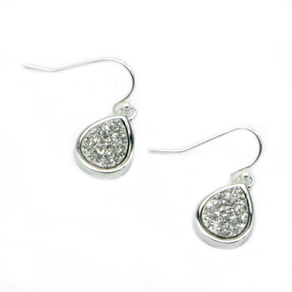 Christy Jean - Emma Silver Druzy Teardrop Earrings - 4 COLORS -