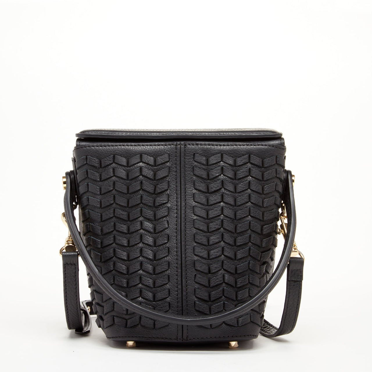 Anna Woven Leather Bag Black -