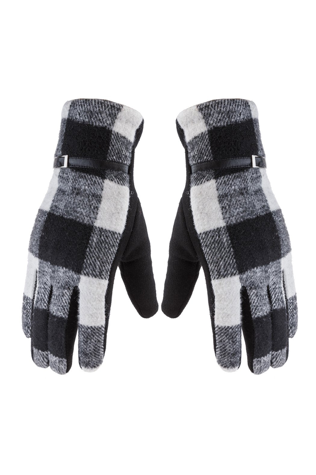 Riah Fashion - Buffalo Plaid Strap Smart Touch Gloves - 2 COLORS -