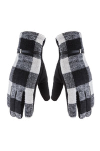 Thumbnail for Riah Fashion - Buffalo Plaid Strap Smart Touch Gloves - 2 COLORS -