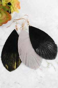 Thumbnail for Grunge Tone Fringe Drop Leather Earrings - 12 COLORS -