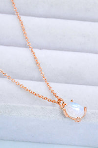 Thumbnail for Natural 4-Prong Pendant Moonstone Necklace - T - 2 FINISHES -