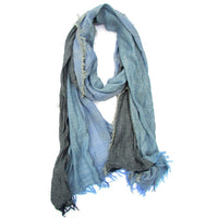 Thumbnail for Red Pomegranate - Turkish Cotton Blend Fringed Hobo Scarf Blue Degraded - 1 COLOR -