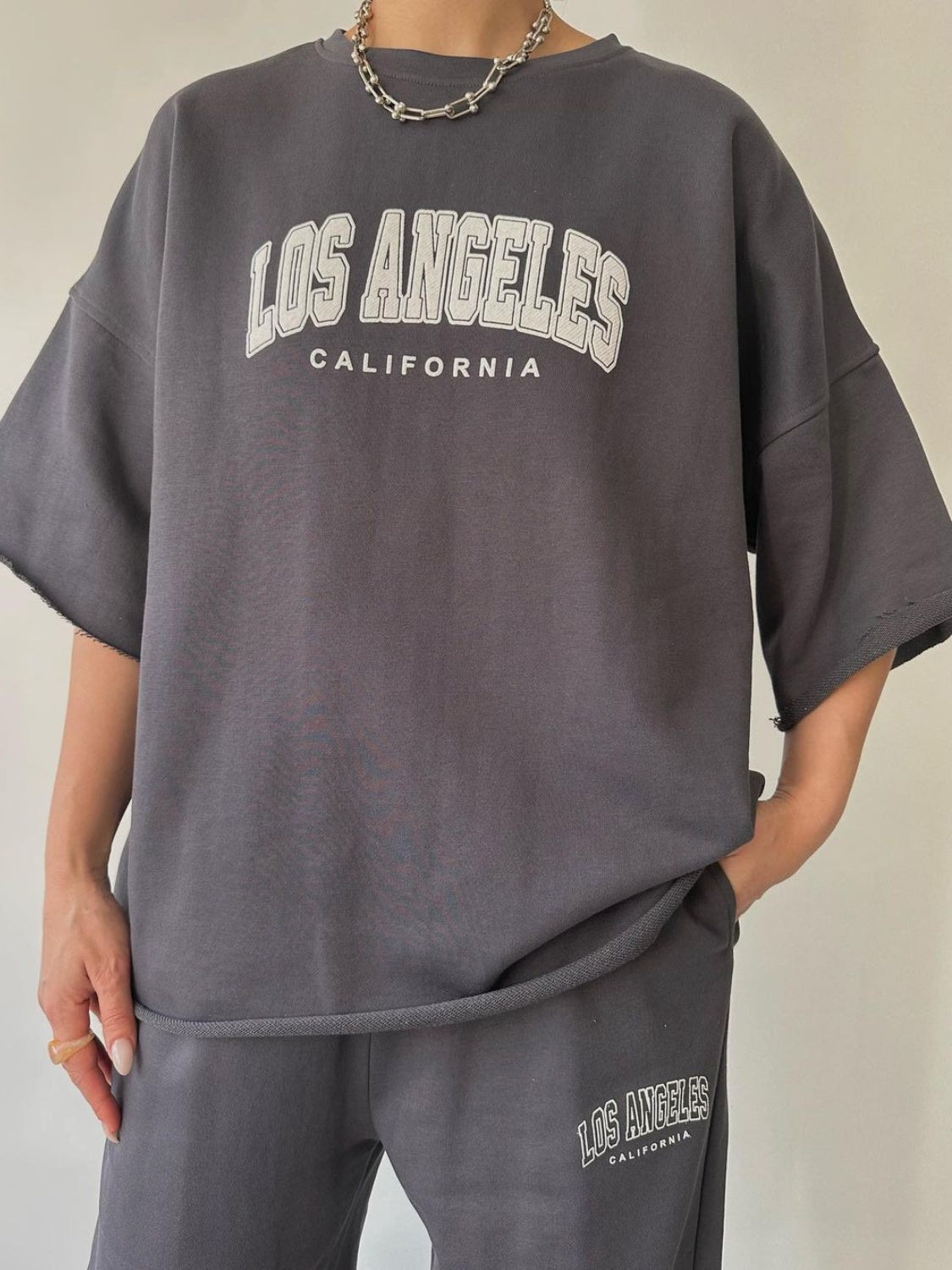 LOS ANGELES CALIFORNIA Graphic Sweatshirt and Sweatpants Set - 2 PCS. - T - 5 COLORS -