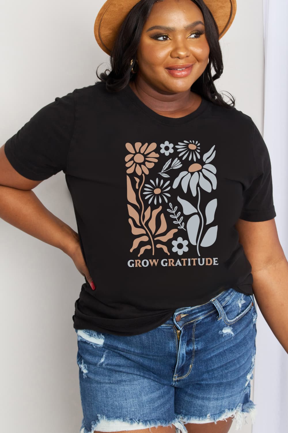 Simply Love Full Size GROW GRATITUDE Graphic Cotton Tee - T - 1 COLOR -