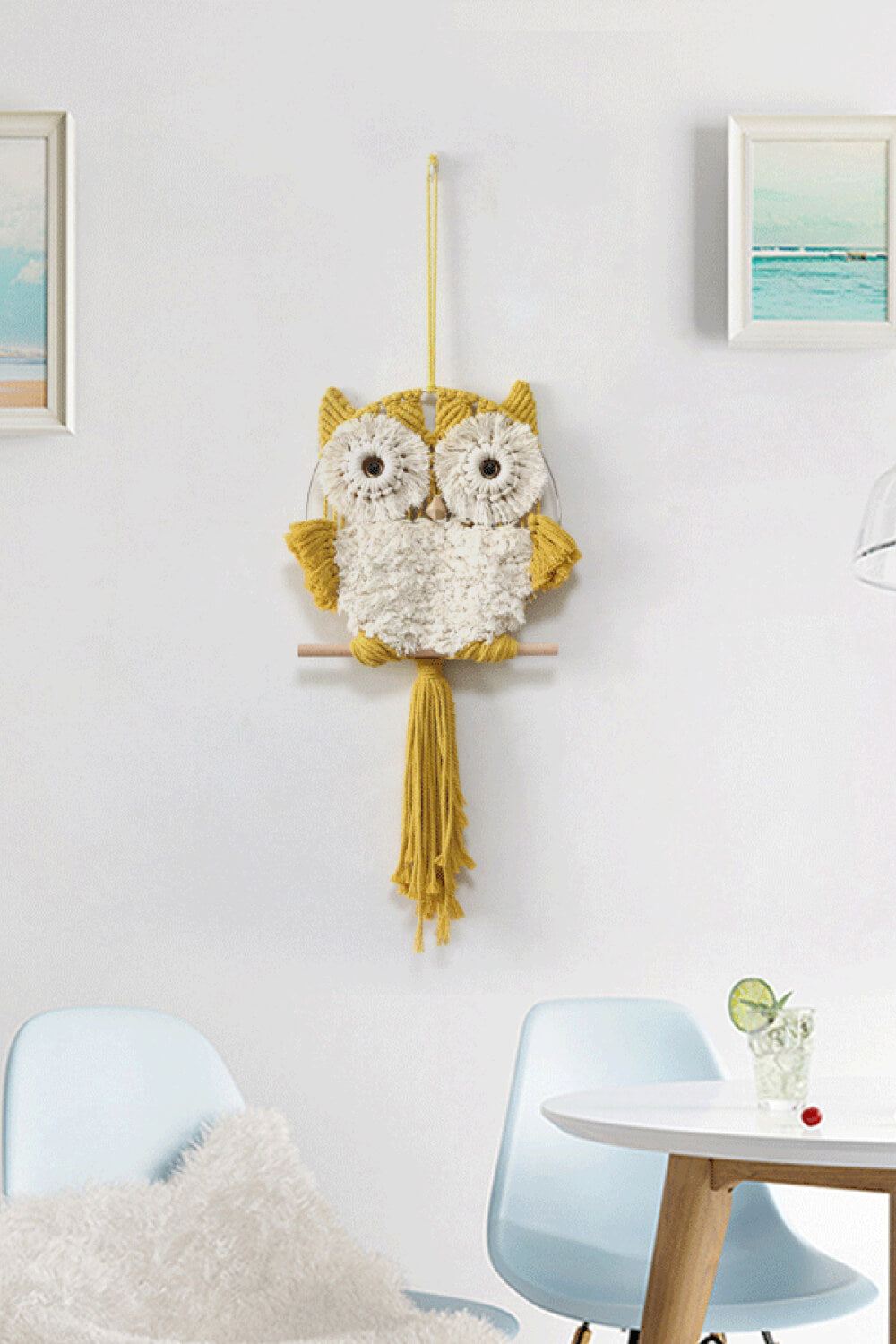 Hand-Woven Tassel Owl Macrame Wall Hanging - 27.5" X 13.8" - T - 2 COLORS -