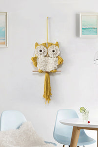 Thumbnail for Hand-Woven Tassel Owl Macrame Wall Hanging - 27.5