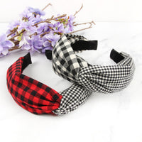 Thumbnail for Riah Fashion - Plaid Knotted Fabric Coated Hair Band - 2 COLORS -