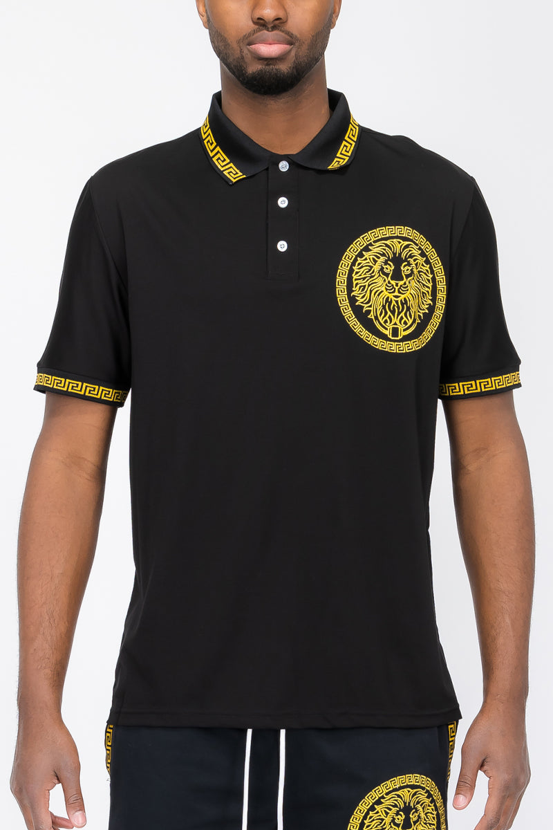 Embroidered Lion Head Polo Shirt - 4 COLORS -