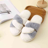 Thumbnail for Faux Fur Twisted Strap Slippers - T - 5 COLORS -