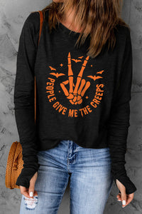 Thumbnail for Skeleton Hand Graphic Long Sleeve T-Shirt - T - 1 COLOR -