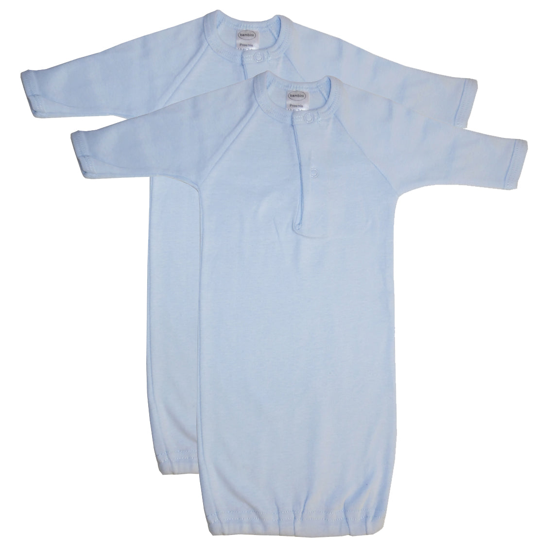 Bambini - Preemie Solid Blue Gown - 2 PACK -