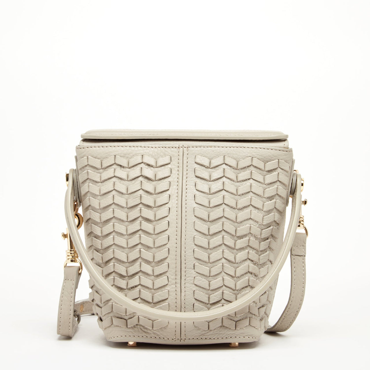 Anna Woven Leather Bag Grayish Beige -