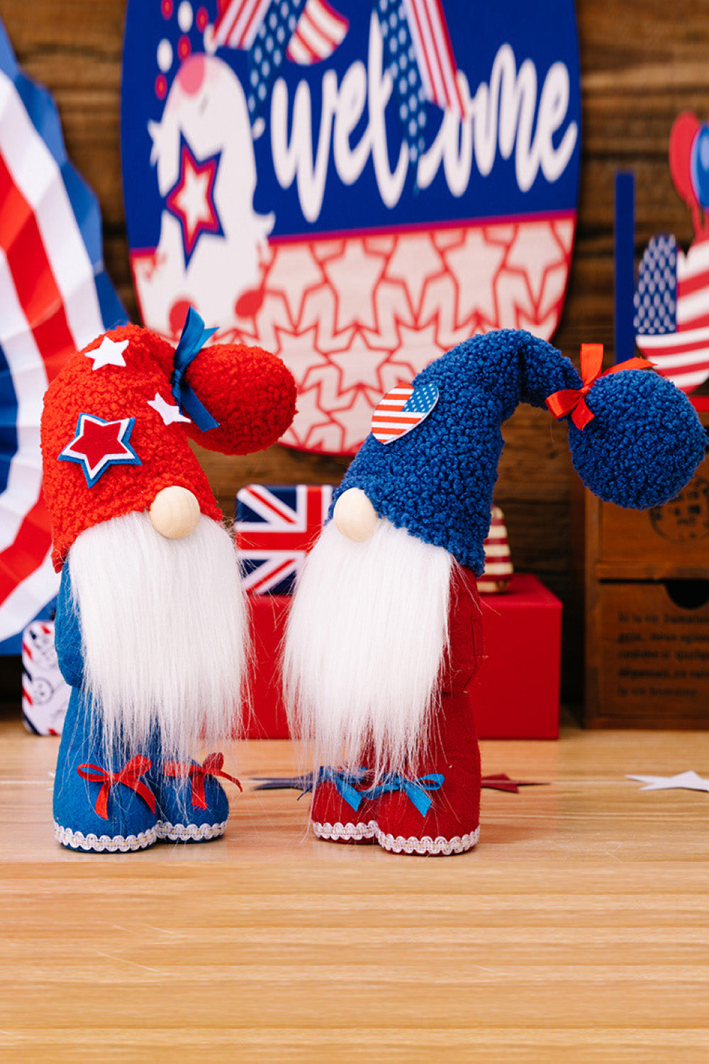 Set of 2 Independence Day Knit Beard Gnomes - 13.8" - 2 PCS - 2 TYPES / SET - [5-10 DAY DELIVERY] - T -