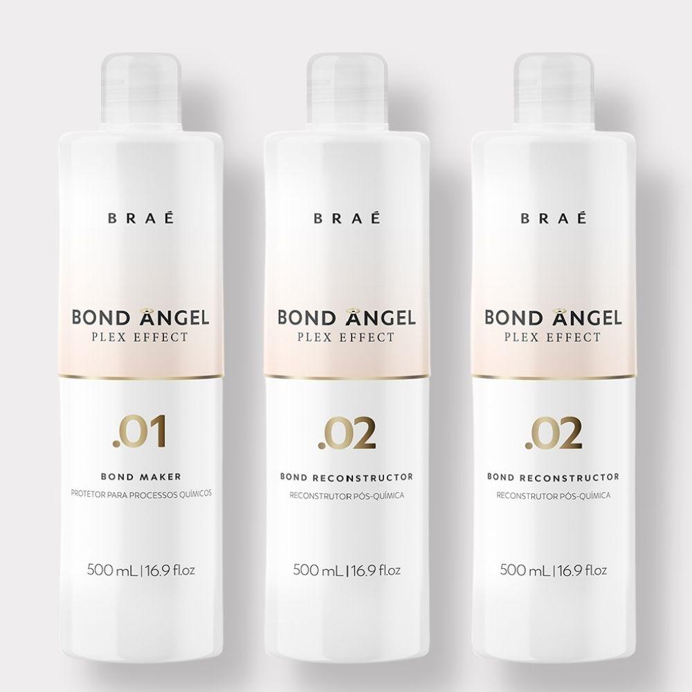 BRAE - Bond Angel Plex Effect, Bond Multiplier Treatment Kit for Bleaching and Coloring Protection -500ml Step 1, 2, 2 -