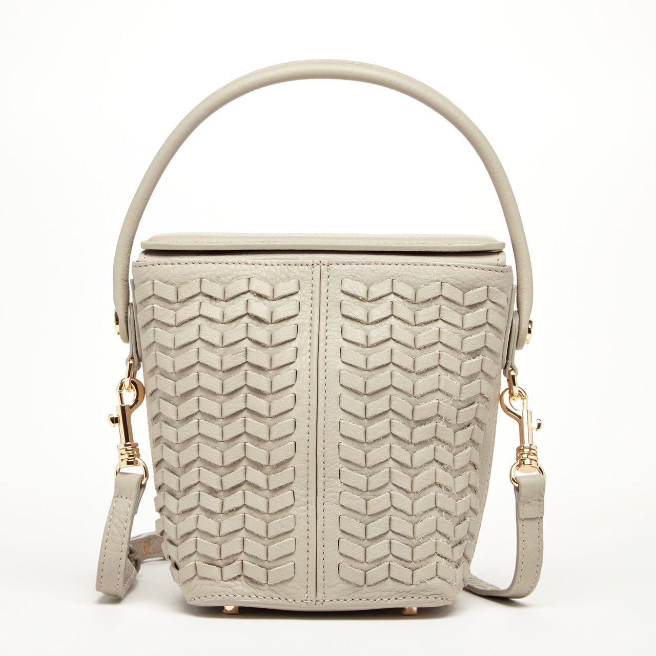 Anna Woven Leather Bag Grayish Beige -