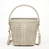 Thumbnail for Anna Woven Leather Bag Grayish Beige -