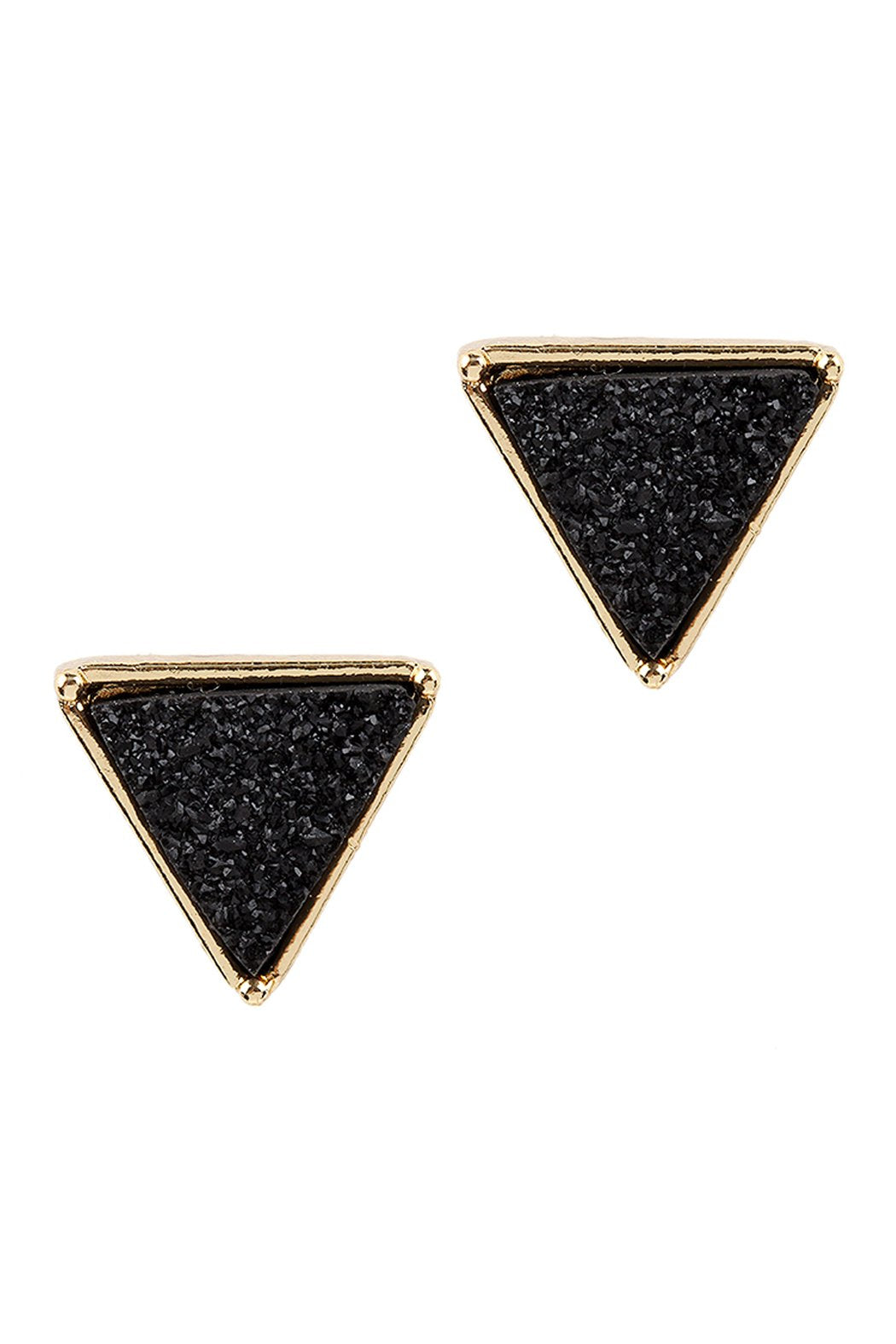 Riah Fashion - Druzy Triangle Post Earrings - 7 COLORS -