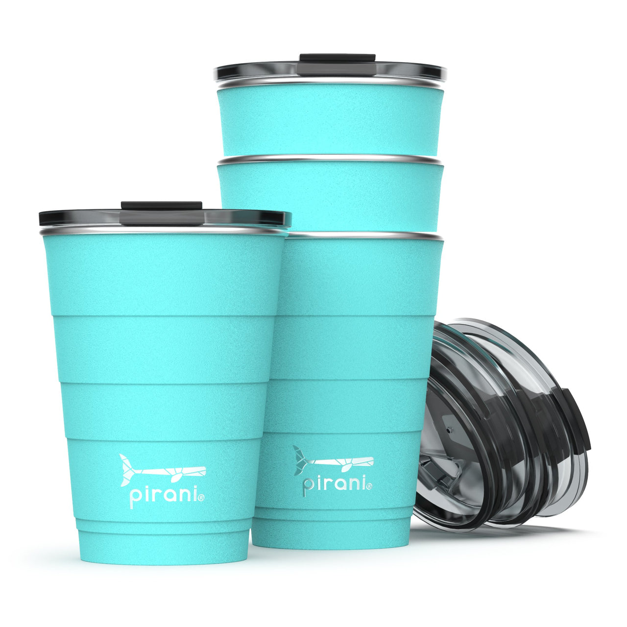 Pirani Life - Insulated 16 Oz. Party Tumbler - Pack of 14 Cups - 14 PCS. - 12 HOURS COLD / 6 HOURS HOT / STACKABLE / DISHWASHER SAFE! - 8 COLORS -