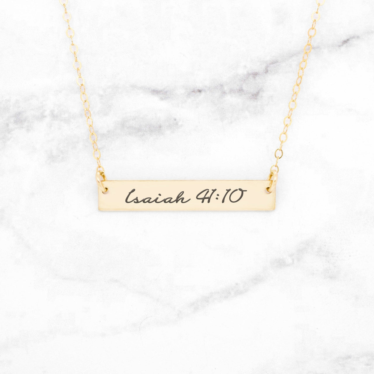 Isaiah 41:10 Necklace - Sterling Silver Bar Necklace -