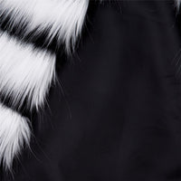 Thumbnail for Sharon Tatem - Black and White Striped Faux Fur Coat Fur Coat - Elegant Fur Coat - Long Sleeve Collarless Casual -