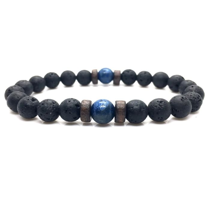 Wood and Lava Stone Essential Oil Bracelet -