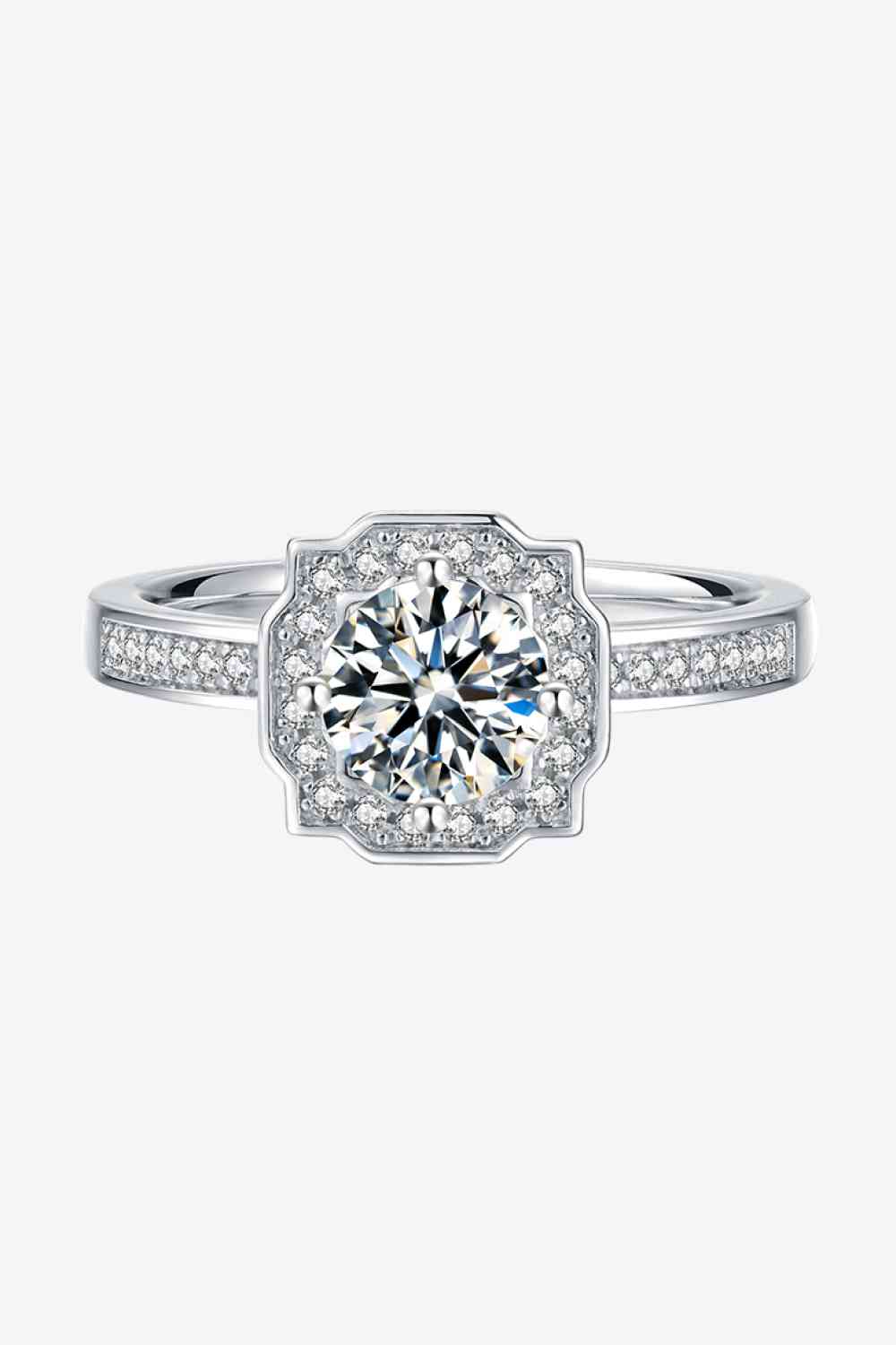 1 Carat Moissanite 925 Sterling Silver Halo Ring