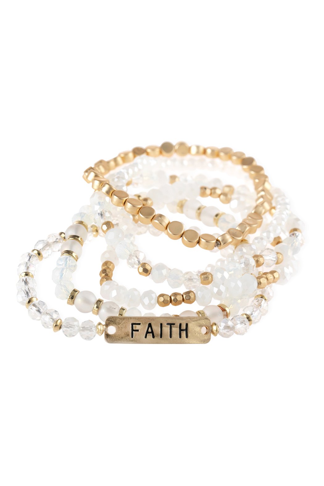 "Faith" Charm Mixed Beads Bracelet - 5 COLORS -