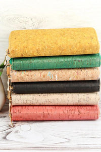 Thumbnail for Cork Single Zipper Wallet - 6 COLORS -