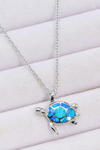 Thumbnail for Opal Turtle Pendant Chain-Link Necklace - T - 1 COLOR -