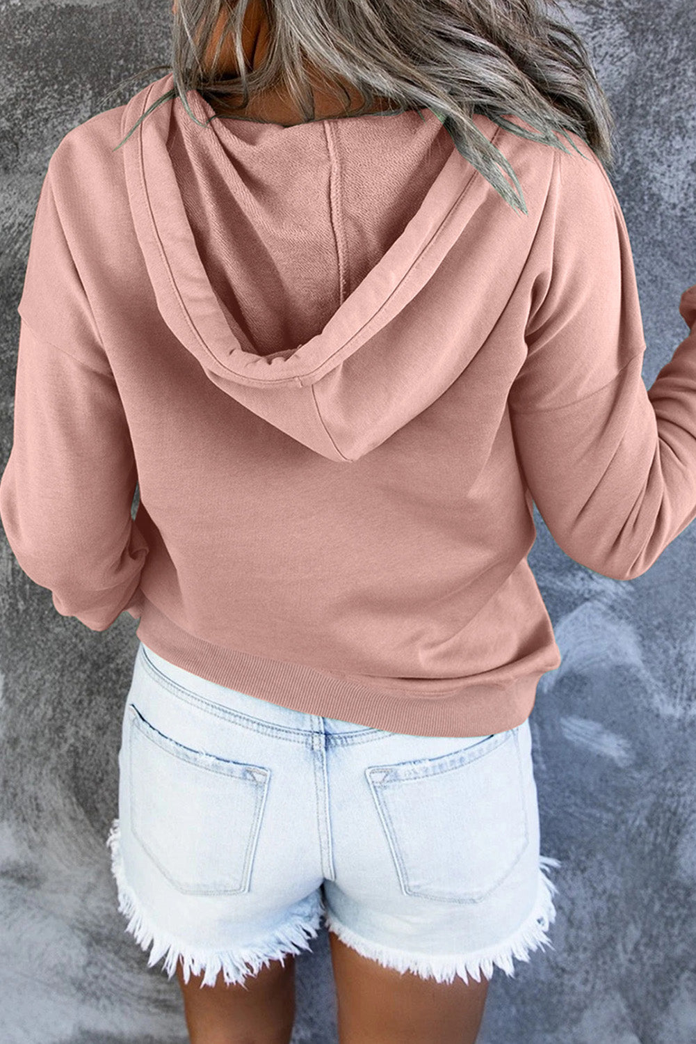 Dropped Shoulder Long Sleeve Hoodie with Pocket - T - 9 COLORS -