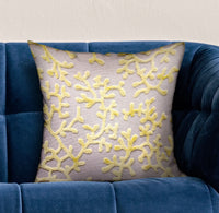 Thumbnail for Lemon Reef Yellow, Cream Floral Luxury Throw Pillow - 10 SIZES -