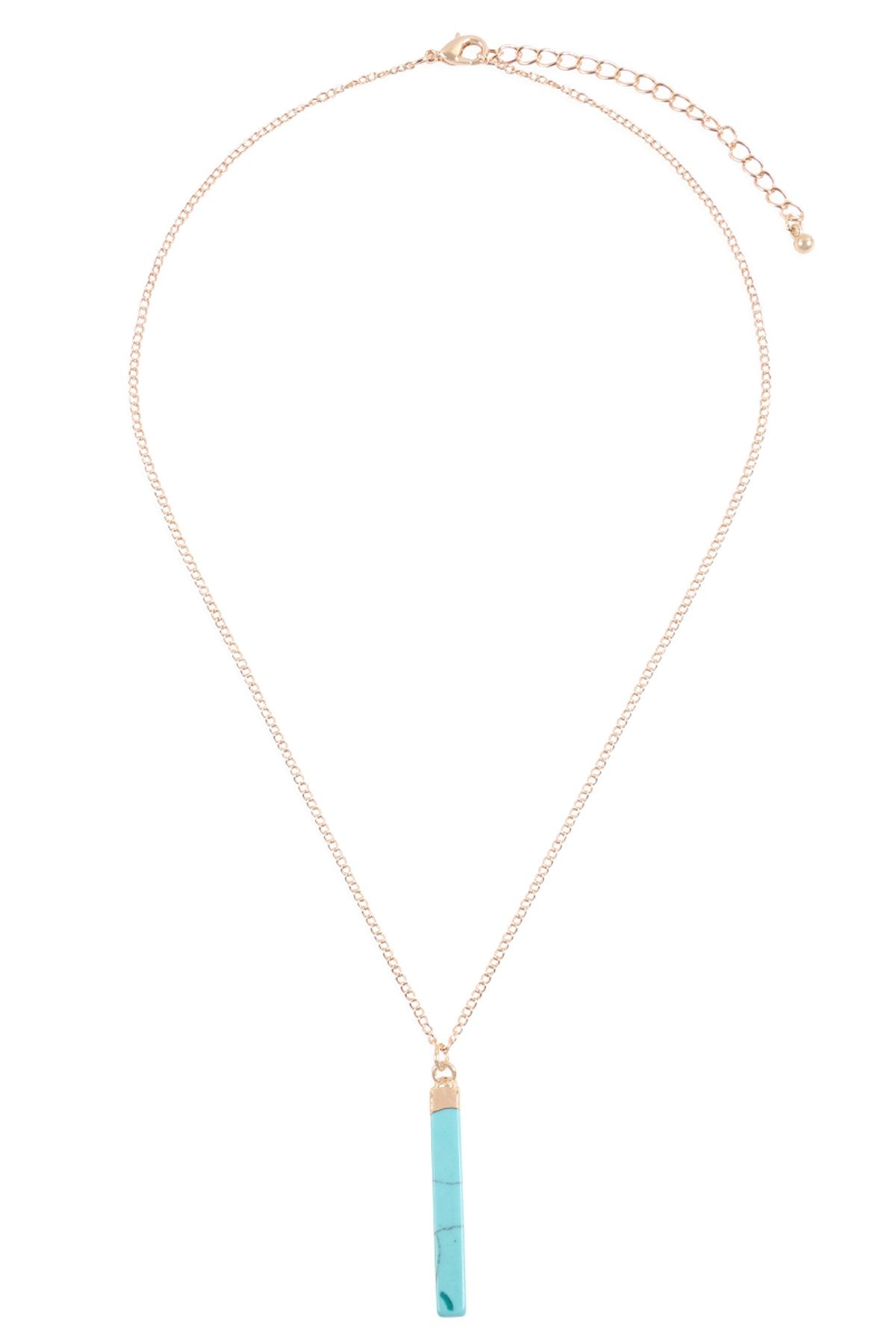 Riah Fashion - Bar Stone Pendant Necklace - 6 COLORS / STONES