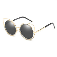 Thumbnail for Holland | A21 - Designer Pearl-Studded Cut-Out Cat Eye Princess Sunglasses - 5 COLORS -