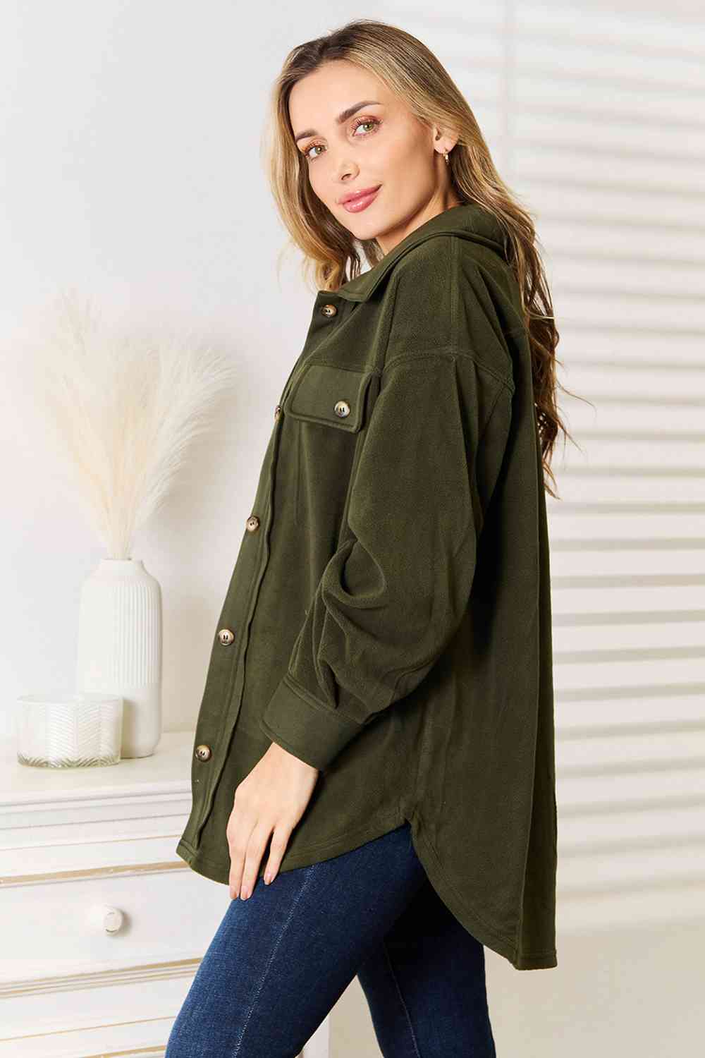 Heimish Cozy Girl Full Size Button Down Shacket - SIZES S THRU 3XL - T - 1 COLOR -