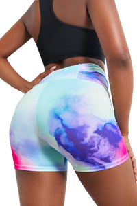 Thumbnail for Tie-Dye Tie Detail Ruched Sports Shorts - T - 1 MULTI COLOR -