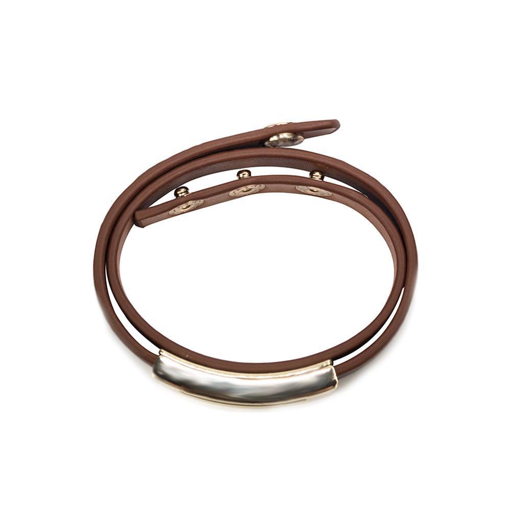 ClaudiaG - Buckled Leather Bracelet - Sienna - 1 COLOR -