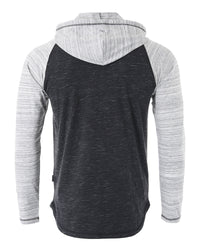 Thumbnail for Long Sleeve Raglan Henley Round Bottom Hood T-Shirts - 1 COLOR