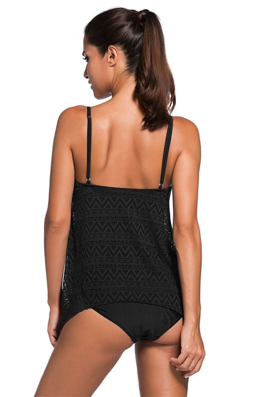 Women's Jacquard Mesh Solid Color Split Swimsuit - K - 3 COLORS -