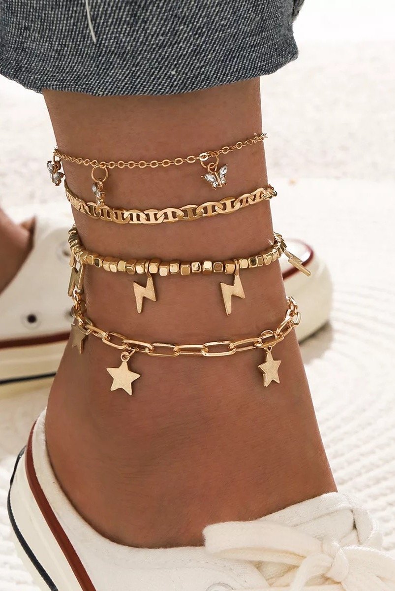 MINU - Trendy Player Anklet Set - (4) Chains -