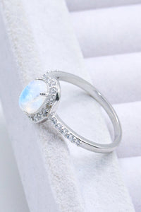 Thumbnail for 925 Sterling Silver Natural Moonstone Halo Ring - T - SIZES 6 THRU 9 - 1 FINISH -