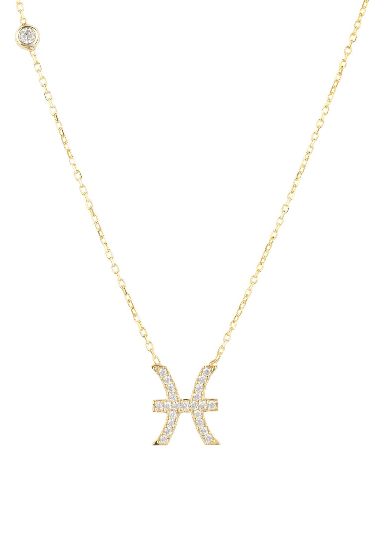 Zodiac Star Sign Pendant Necklace Gold Pisces -