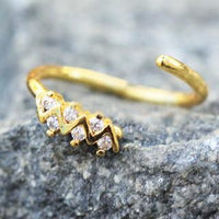 Thumbnail for Gold Jeweled Zig-Zag Cartilage Earring / Nose Hoop Ring -